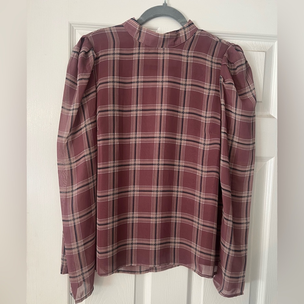 Wet Seal Burgundy Plaid Blouse